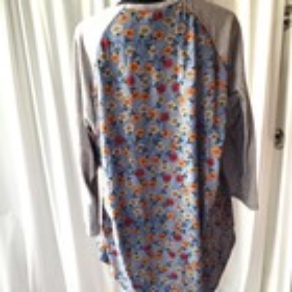 LuLaRoe Randy Gray Yellow White Red Floral Womens Top Shirt Size 3XL - Picture 3 of 9